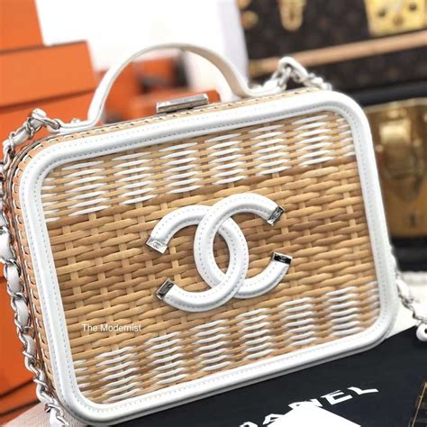 chanel rattan vanity case|Chanel vinyl vanity bag.